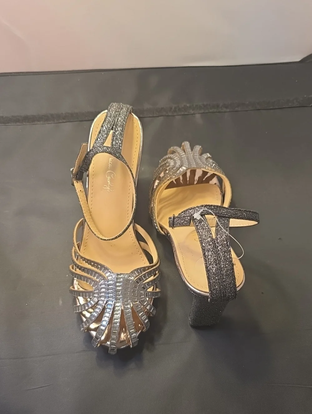 BRAND NEW JESSICA WOMEN's ANKLE-STRAP SANDAL with SILVER CRYSTAL STRAP